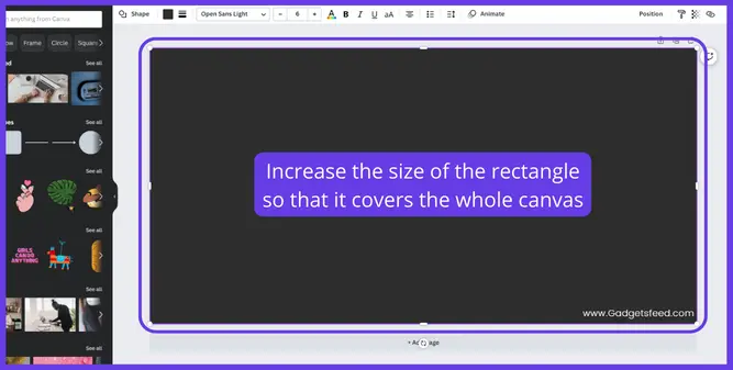 How to increase the size of elements in Canva