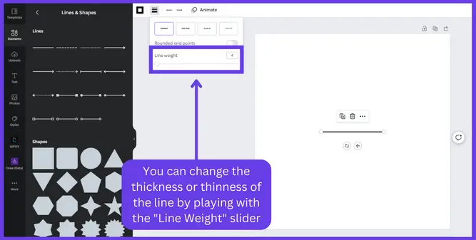 Adjust The Size And Thickness Or Thinness Of The Line