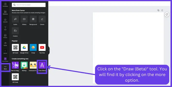 Click On The _Draw (Beta)_ Tool On The Left Side Panel